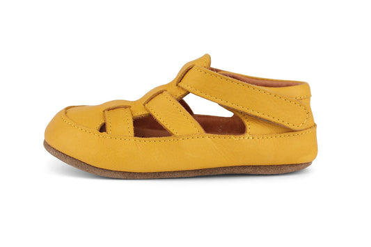 Skórzane Kapcie Dziecięce Barefoot – OBEX HELIS Musztardowy
