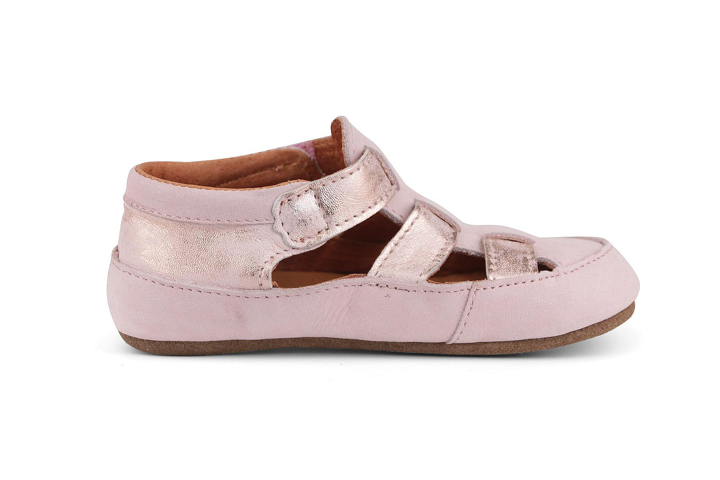 Skórzane Kapcie Dziecięce Barefoot – OBEX HELIS Metaliczny róż