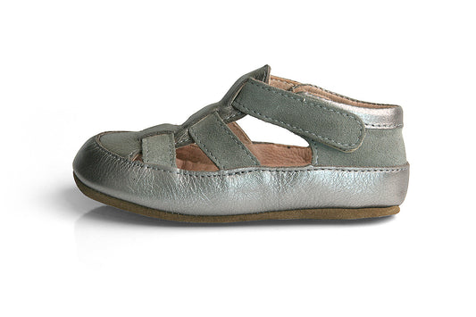 Skórzane Kapcie Dziecięce Barefoot – OBEX HELIS Srebrny