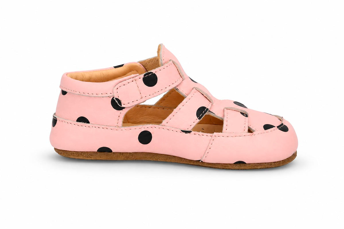 Obex Helis pantofole bambini in pelle antiscivolo per asilo e casa – Pallini rosa