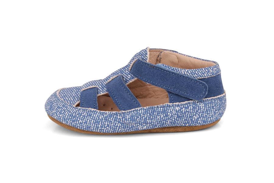 OBEX Helis Indoor kapcie barefoot dla dzieci ze skóry, antypoślizgowe do przedszkola i domu – Denim