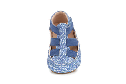 Skórzane Kapcie Dziecięce Barefoot – OBEX HELIS Denim