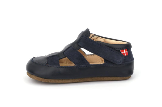 Skórzane Kapcie Dziecięce Barefoot – OBEX HELIS Granatowe