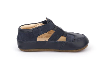 Skórzane Kapcie Dziecięce Barefoot – OBEX HELIS Granatowe