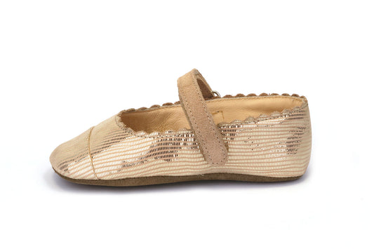 Skórzane Balerinki Dziecięce Barefoot – OBEX Balerina Szampańskie Złoto