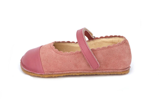 Skórzane Balerinki Dziecięce Barefoot – OBEX Balerina Malinowe