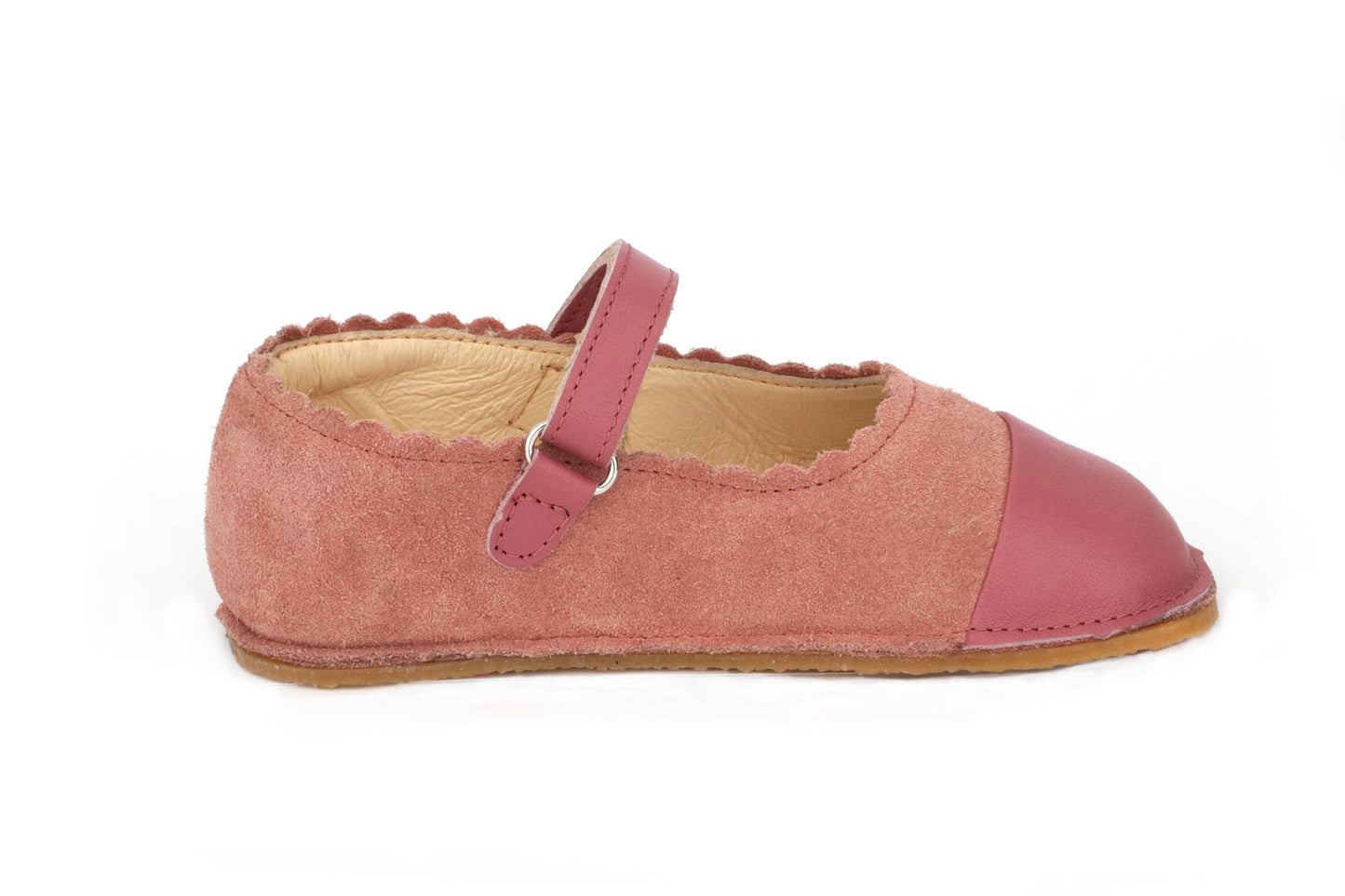 Skórzane Balerinki Dziecięce Barefoot – OBEX Balerina Malinowe