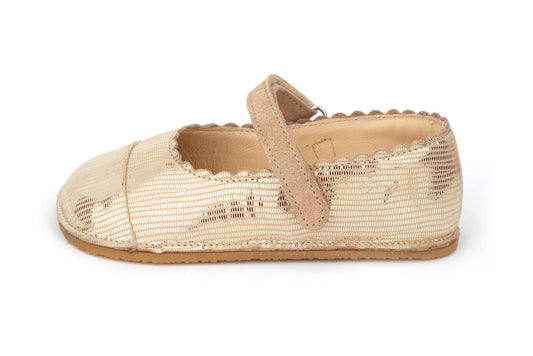 Skórzane Balerinki Dziecięce Barefoot – OBEX Balerina Szampańskie złoto