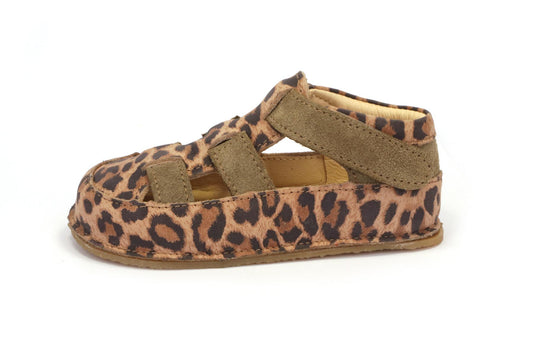 Skórzane Buty Dziecięce Barefoot – OBEX HELIS Panterkowe